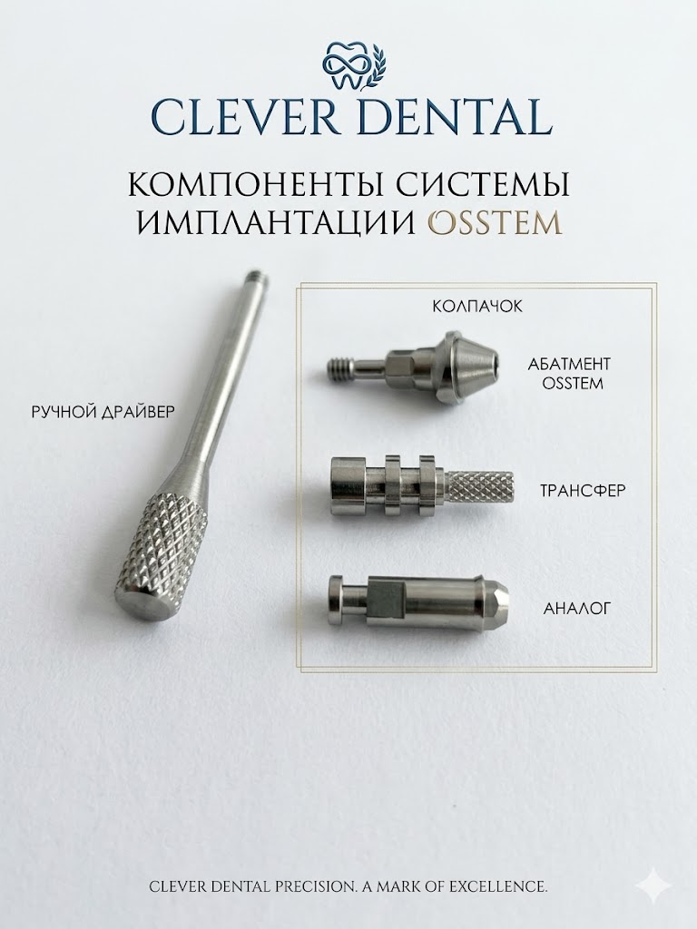 Совместимые компоненты CLEVER DENTAL — мультиюнит, трансфер, абатмент Osstem